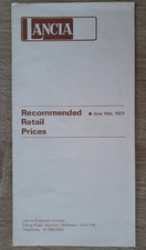 Lancia Range Price List 1977 - Beta  Sedan  Coupe  HPE  Spider  Monte Carlo