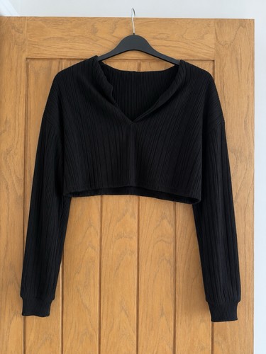 Black ribbed cowl neck - , crop
