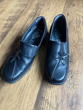 Fly Flot Anatomic Black Leather Shoes Wedge Heel Size 6 Slip on`s