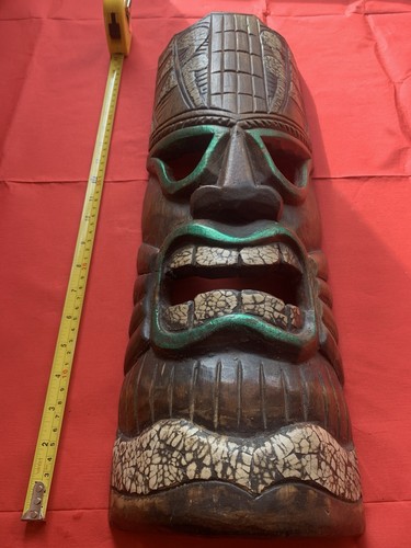 Hand carved wood tribal tiki - wood,