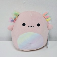 Squishmallow Light Pink Archie the Axolotl Pastel Rainbow Belly 7.5" BNWT