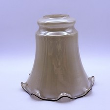 Vintage Bell Shape Lampshade Light Shade Glass Beige Flutes Edge