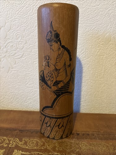 Vintage hand carved bamboo - vintage,, hand-carved