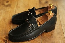 Gucci Black Leather Silver Bit Loafers Shoes Men's UK 7.5 E US 8.5 EU 41.5