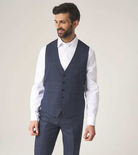 Blue single breasted waistcoat - single,