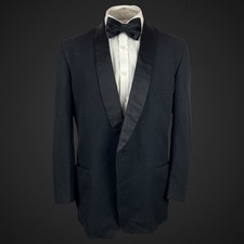 Vintage Men’s Dinner Tuxedo Jacket 40” Black Wool Shawl Lapel Cocktail 1950’s