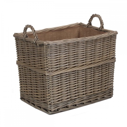 Wicker log basket rectangular - wicker,