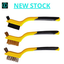Wire Brush Set Small Mini Micro Steel Brass Nylon Diy Metal Rust Remover 3 Pack