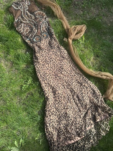 Silk leopard print embellished - leopard,