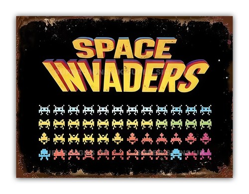Space invaders retro - invaders, metal