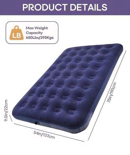 Double blue pvc air bed - double,
