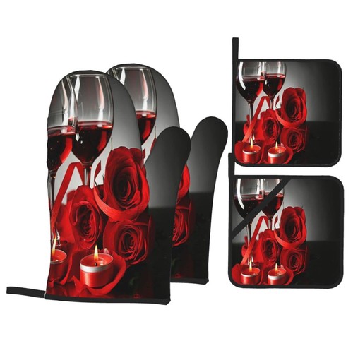 Red rose wine glass - red, and