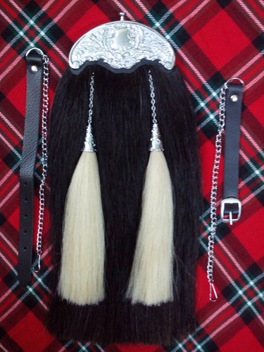 Black horse hair sporran - black,