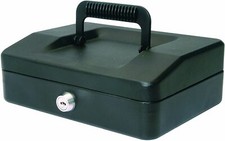 Helix Cash Box with Removable Coin Tray Black 8 inch
