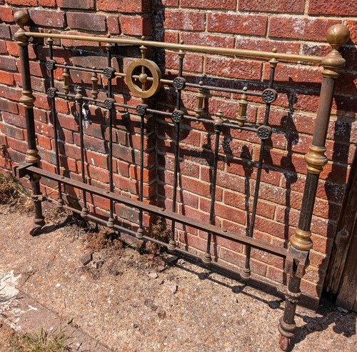 Antique double bed brass - bed, cast