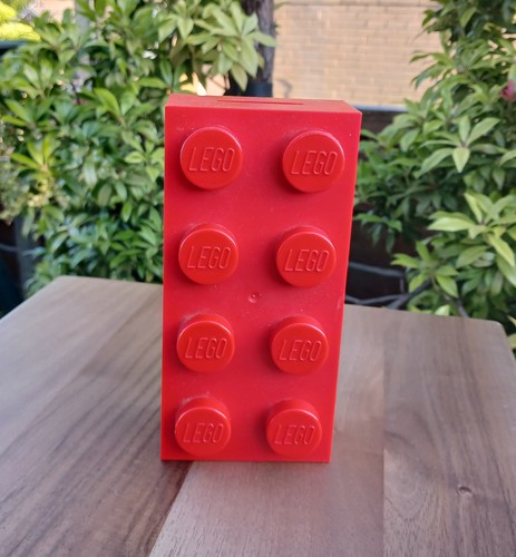 Lego red brick money - lego, box