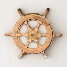 Wooden Ships Wheel & Brass 18"