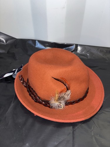 Fedora hat orange - wool, felt