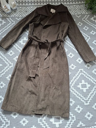 Khaki green long belted cord - green,