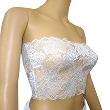 New womens lace strapless boob tube bandeau crop vest top bra bralette  6 to 22