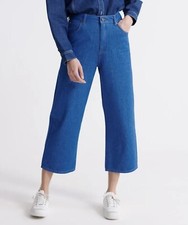 Superdry Jeans Womens Wide Leg Crop Jeans Size: W30 L32 Cropped 3/4 Leg Straight