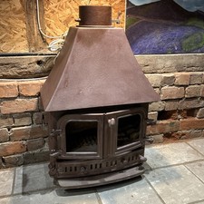Repaired (Villager?) log burning stove - colour Mahogany (Clearview) 