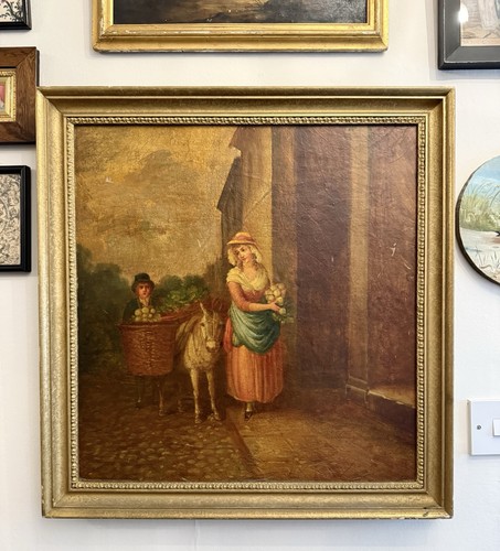 Large antique oil board - antique,