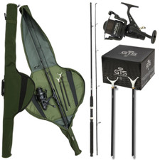 Carp Fishing Stalking Rod And Reel Set Up. Rods NGT GTS Reels Rod Rests Fishing