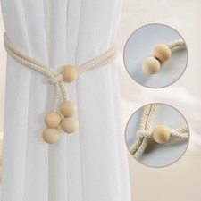 2X Wooden Beaded Curtain Tie