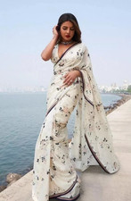 white color digital print silk