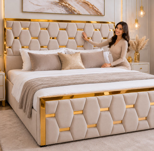 Modern gold trim bed frame - modern,