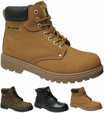 MENS MAXSTEEL LEATHER SAFETY WORK BOOTS STEEL TOE CAP SHOES TRAINER HIKER SIZE