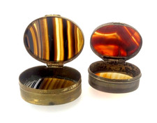 Antique Agate Snuff Box X 2