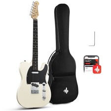 Donner DTL-100 Electric Guitar Glossy White | SS Pickups, Solid Body + Gig Bag