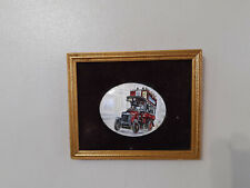 Vintage Framed Wall Hanging Plaque Ceramic Old Retro London Bus Enamel Art