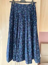 Laura Ashley Vintage Long Skirt Floral Dark Blue, Size 10 Cotton *material worn*