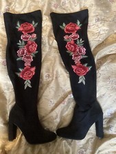 Black Embroidered Mid Thigh