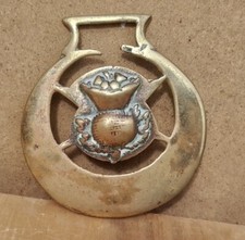 Vintage Old Antique Brass horse brasses Scotland Scottish thistle Decorative Dis