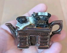Paul Cardew Miniature Teapot England Detective Writer's Desk Collectable Vtg