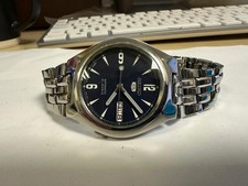 Vintage Seiko 5 Automatic 7S26 01T0 21J Day/Date Rare blue Dial