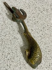 SMALL HEAVY RECLAIMED SOLID BRASS FISH DOOR KNOCKER 320 GRAMS