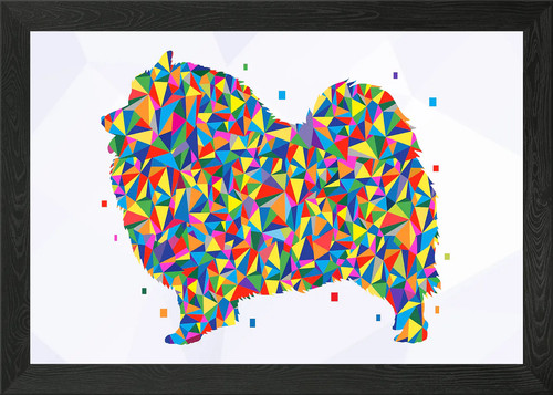Keeshond dog framed wall - framed,