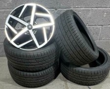 18"twist black pol alloy wheels vw golf audi/vw/tt/t4/a4/a3/a6/skoda tyres+ tyre