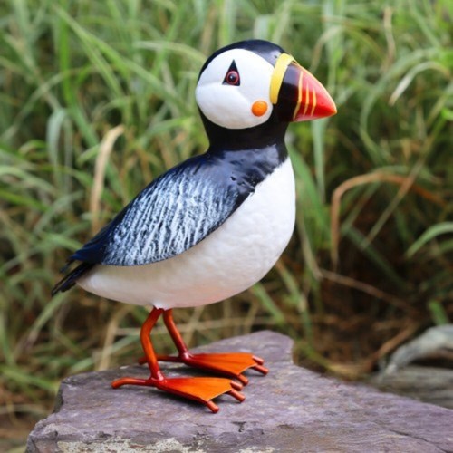 Handmade metal puffin - metal,