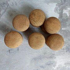 1 PAIR VINTAGE OLD RUSTIC OAK? SOLID WOOD CUPBOARD DRAWER PULLS KNOBS BARN FIND
