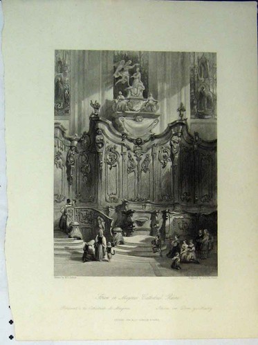 Original old antique print - old,