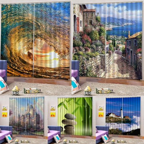 Pair curtains window - of, 3d