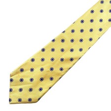 Susaine Adeney Vintage Tie Mens Yellow Pattern Tie Office Work Wear Pure Silk