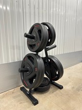 155KG Olympic Tri-Grip Weight Plates Set Rubber Coated Weights with Weight Tree