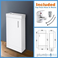 White Gloss Bathroom Vanity Unit Basin Sink Compact Cloakroom Cabinet Basin Tap